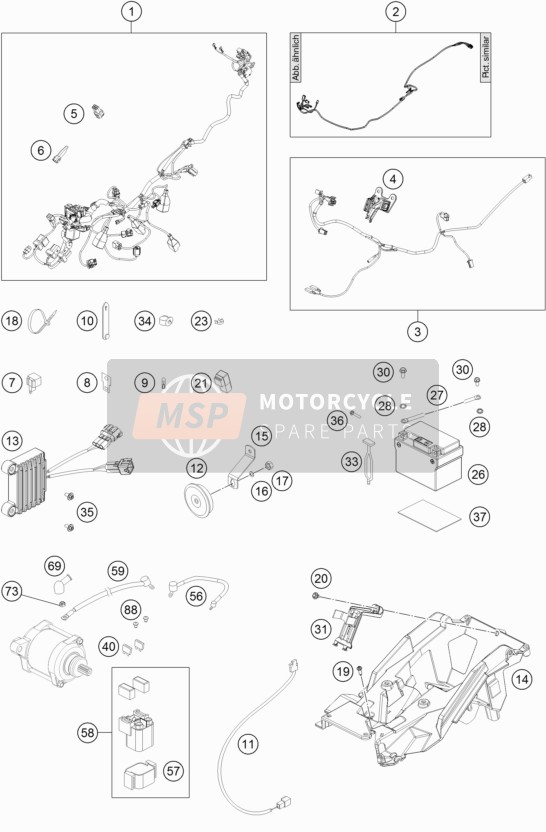 KTM 250 EXC TPI Europe 2018 Wiring Harness for a 2018 KTM 250 EXC TPI Europe