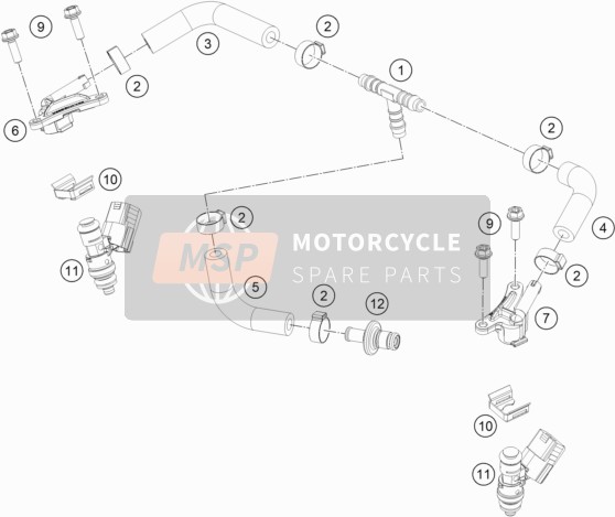 KTM 250 EXC TPI Europe 2019 Fuel Distributor for a 2019 KTM 250 EXC TPI Europe