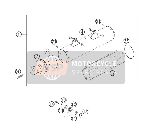 KTM 250 SX-F USA 2005 Silencieux principal pour un 2005 KTM 250 SX-F USA