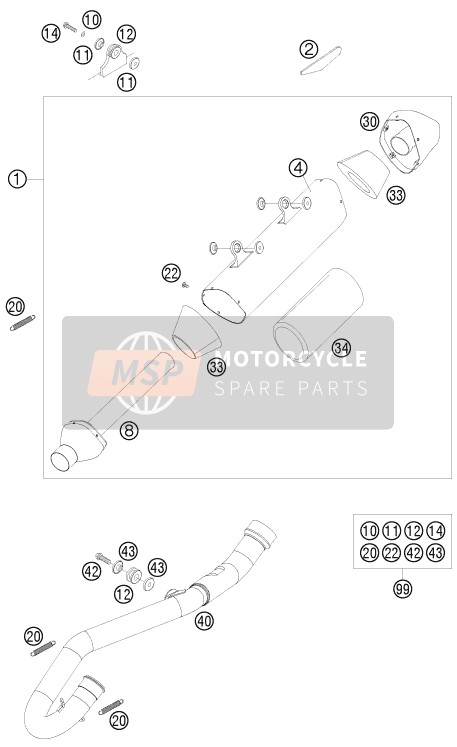 KTM 250 SX-F USA 2009 Impianto di scarico per un 2009 KTM 250 SX-F USA