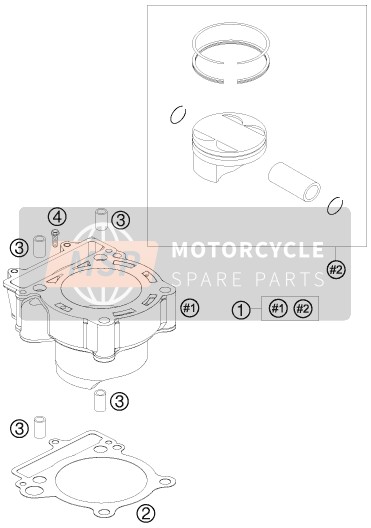 KTM 250 SX-F Europe 2010 Cylinder for a 2010 KTM 250 SX-F Europe