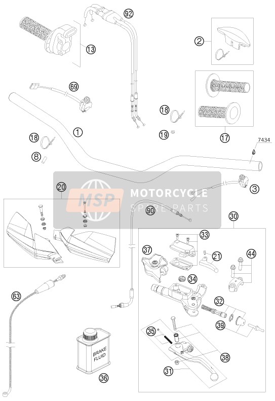 KTM 250 SX-F USA 2010 Handlebar, Controls for a 2010 KTM 250 SX-F USA