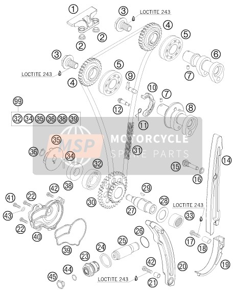 KTM 250 SX-F USA 2010 STEUERTRIEB für ein 2010 KTM 250 SX-F USA