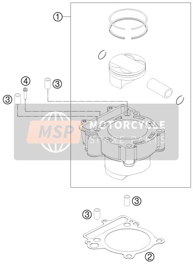 KTM 250 SX-F Europe 2011 Cylinder for a 2011 KTM 250 SX-F Europe