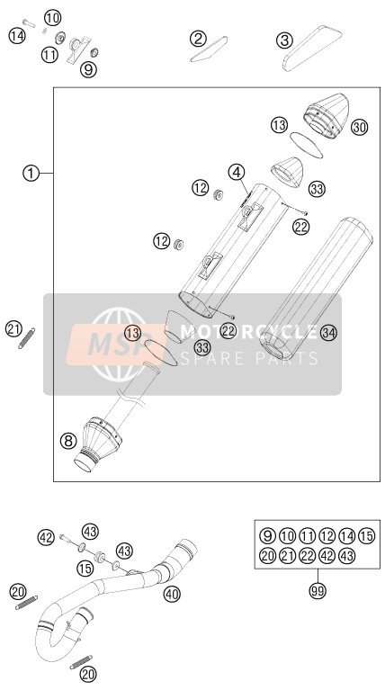 KTM 250 SX-F Europe 2011 Exhaust System for a 2011 KTM 250 SX-F Europe