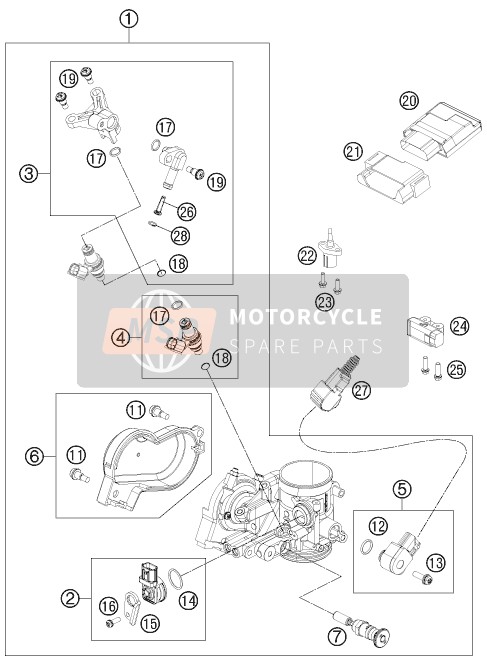 KTM 250 SX-F USA 2011 Throttle Body for a 2011 KTM 250 SX-F USA