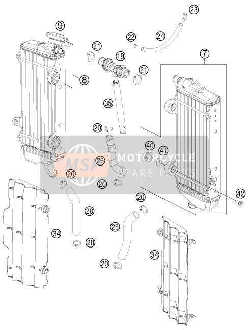 KTM 250 SX-F Europe 2012 Sistema de refrigeración para un 2012 KTM 250 SX-F Europe