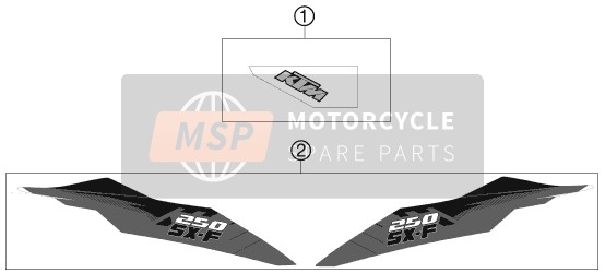 KTM 250 SX-F Europe 2012 Calcomanía para un 2012 KTM 250 SX-F Europe