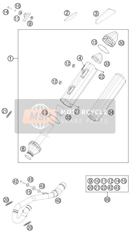 KTM 250 SX-F USA 2012 Exhaust System for a 2012 KTM 250 SX-F USA