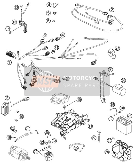 KTM 250 SX-F USA 2012 Arnés de cableado para un 2012 KTM 250 SX-F USA