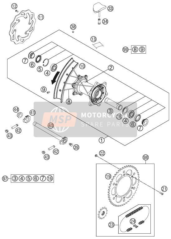 KTM 250 SX-F USA 2014 Rear Wheel for a 2014 KTM 250 SX-F USA