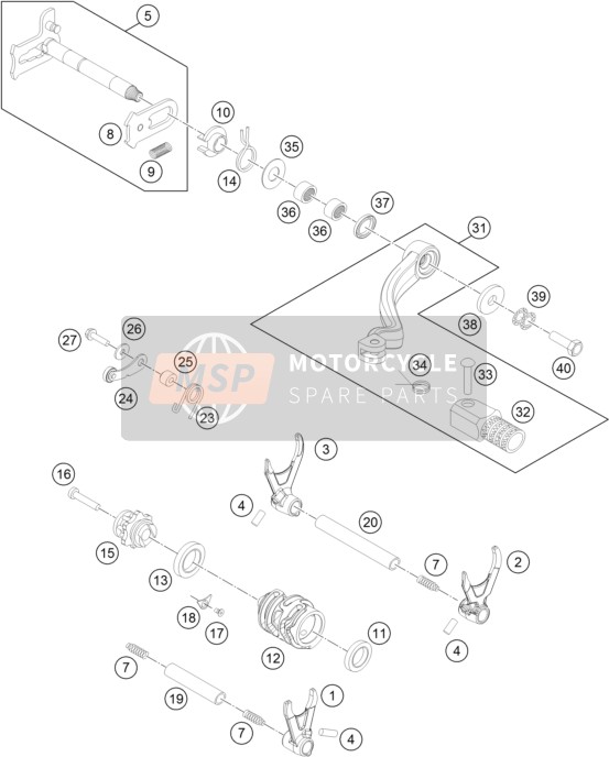 KTM 250 SX-F USA 2014 Shifting Mechanism for a 2014 KTM 250 SX-F USA