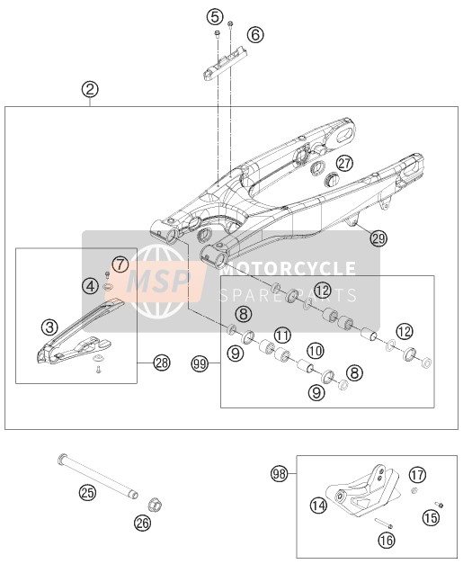 KTM 250 SX-F USA 2014 Swing Arm for a 2014 KTM 250 SX-F USA