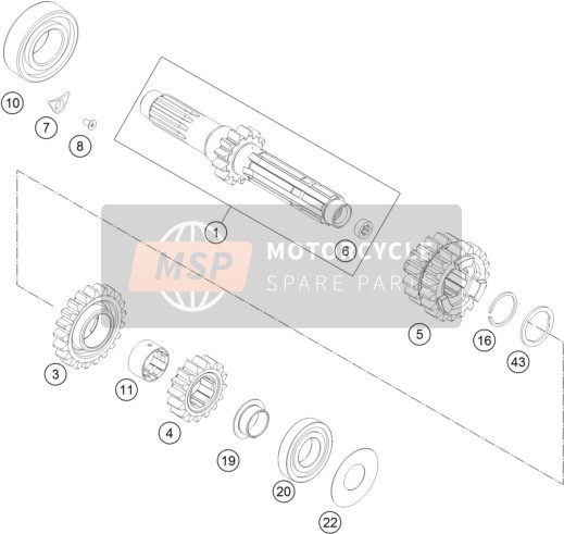 KTM 250 SX-F USA 2014 Transmission I - Main Shaft for a 2014 KTM 250 SX-F USA