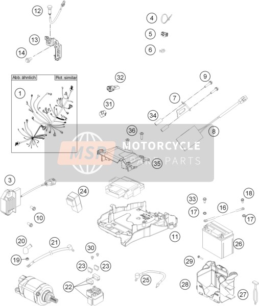 KTM 250 SX-F Europe 2014 Wiring Harness for a 2014 KTM 250 SX-F Europe