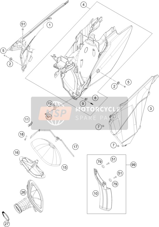 KTM 250 SX-F USA 2015 Luchtfilter voor een 2015 KTM 250 SX-F USA