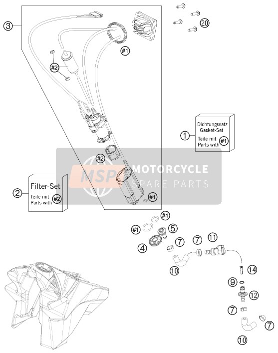 KTM 250 SX-F Europe 2015 Fuel Pump for a 2015 KTM 250 SX-F Europe