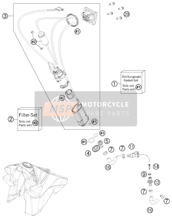 KTM 250 SX-F USA 2015 Benzine pomp voor een 2015 KTM 250 SX-F USA