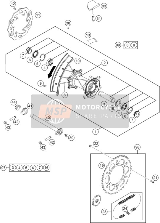 KTM 250 SX-F USA 2015 Rueda trasera para un 2015 KTM 250 SX-F USA