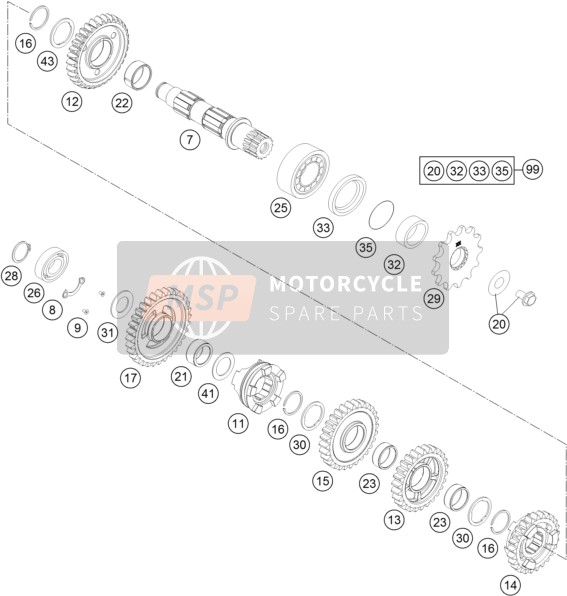 KTM 250 SX-F Europe 2015 Transmission II - Counter Shaft for a 2015 KTM 250 SX-F Europe