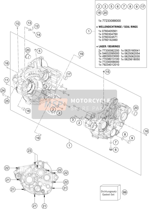 KTM 250 SX-F Europe 2016 Engine Case for a 2016 KTM 250 SX-F Europe