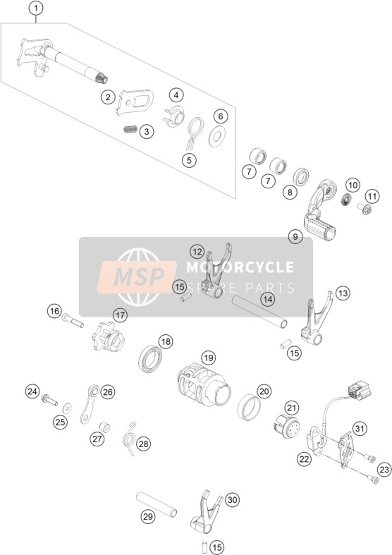 KTM 250 SX-F USA 2016 Schakelmechanisme voor een 2016 KTM 250 SX-F USA