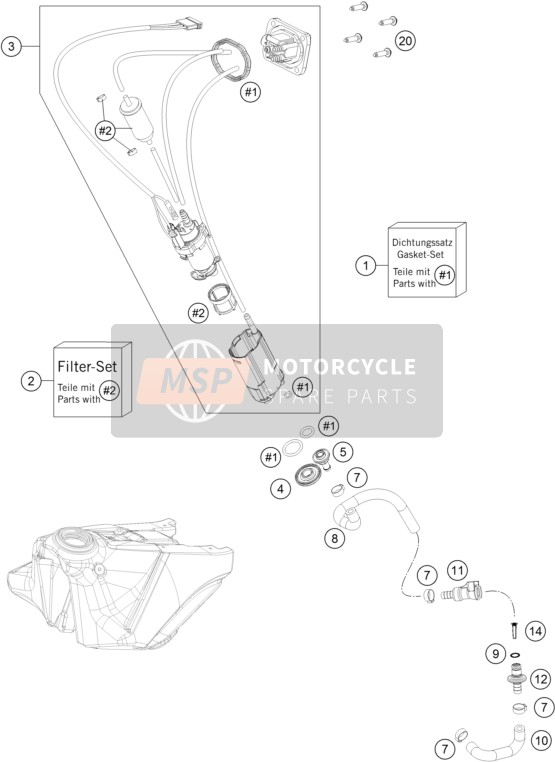 KTM 250 SX-F USA 2018 Pompe à carburant pour un 2018 KTM 250 SX-F USA