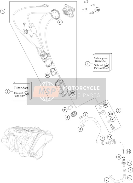 KTM 250 SX-F USA 2019 Benzine pomp voor een 2019 KTM 250 SX-F USA