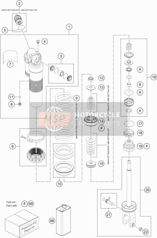 KTM 250 SX-F USA 2019 Shock Absorber Disassembled for a 2019 KTM 250 SX-F USA