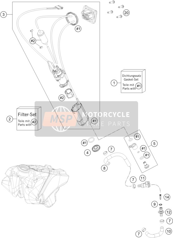 KTM 250 SX-F USA 2020 Benzine pomp voor een 2020 KTM 250 SX-F USA