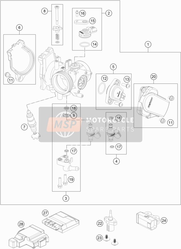 KTM 250 SX-F USA 2020 Throttle Body for a 2020 KTM 250 SX-F USA