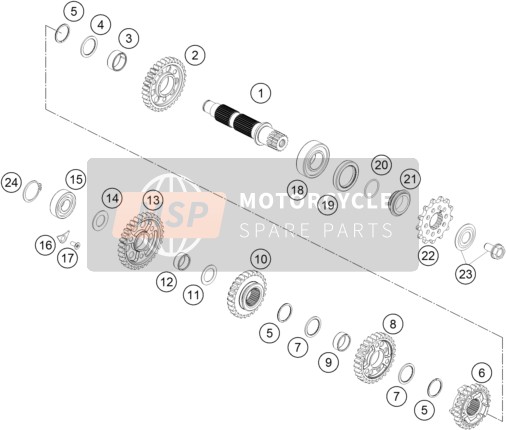 KTM 250 SX-F USA 2020 Transmission II - Counter Shaft for a 2020 KTM 250 SX-F USA