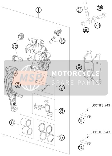 KTM 250 SX-F FACT.REPL.MUSQ. ED Europe 2010 Front Brake Caliper for a 2010 KTM 250 SX-F FACT.REPL.MUSQ. ED Europe