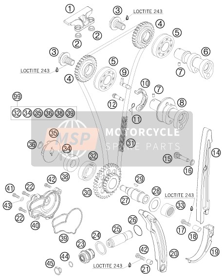 KTM 250 SX-F FACT.REPL.MUSQ. ED Europe 2010 Entraînement Par Courroie De Distribution pour un 2010 KTM 250 SX-F FACT.REPL.MUSQ. ED Europe
