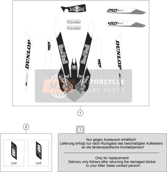 KTM 250 SX-F FACTORY EDITION USA 2015 Aufkleber für ein 2015 KTM 250 SX-F FACTORY EDITION USA