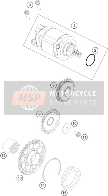 KTM 250 SX-F FACTORY EDITION USA 2015 Démarreur électrique pour un 2015 KTM 250 SX-F FACTORY EDITION USA