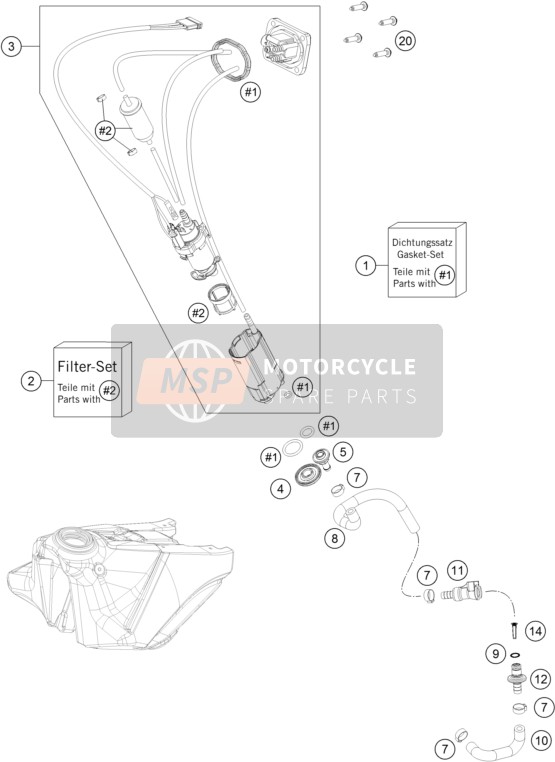 KTM 250 SX-F FACTORY EDITION USA 2015 Pompe à carburant pour un 2015 KTM 250 SX-F FACTORY EDITION USA