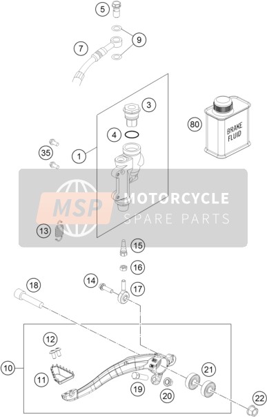 KTM 250 SX-F FACTORY EDITION USA 2015 STEUERUNG BREMSE HINTEN für ein 2015 KTM 250 SX-F FACTORY EDITION USA