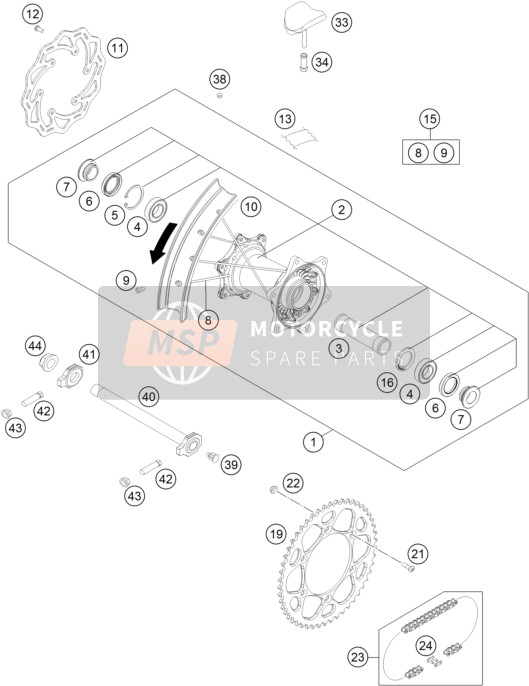 KTM 250 SX-F FACTORY EDITION USA 2015 Rueda trasera para un 2015 KTM 250 SX-F FACTORY EDITION USA