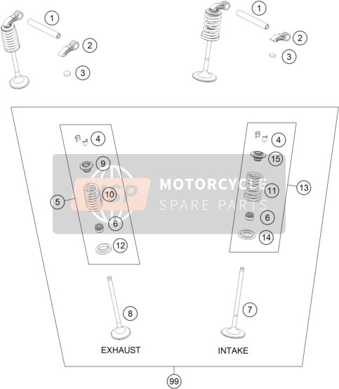 KTM 250 SX-F FACTORY EDITION USA 2015 VENTILTRIEB für ein 2015 KTM 250 SX-F FACTORY EDITION USA