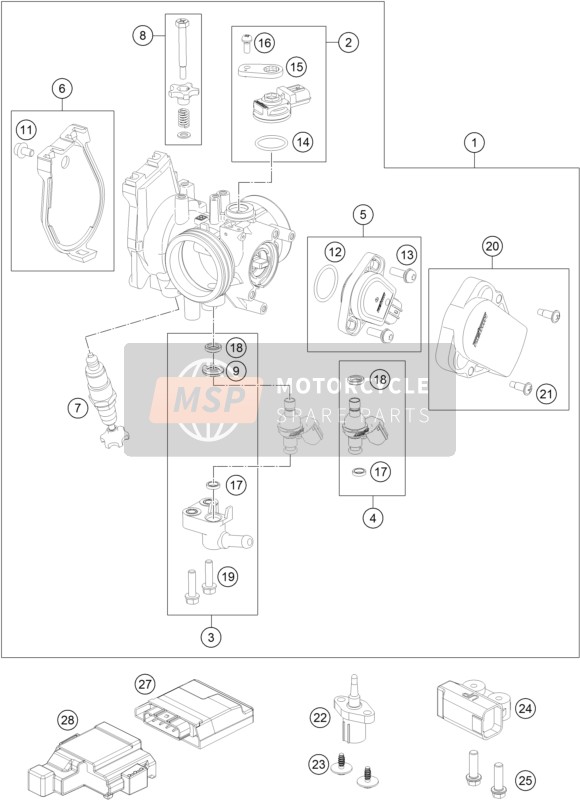 KTM 250 SX-F FACTORY EDITION USA 2016 Gasklephuis voor een 2016 KTM 250 SX-F FACTORY EDITION USA