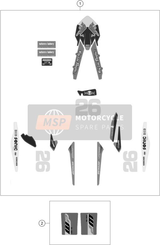 79008099900, Set Adesivi 250 SX-F Factory Edition, KTM, 0