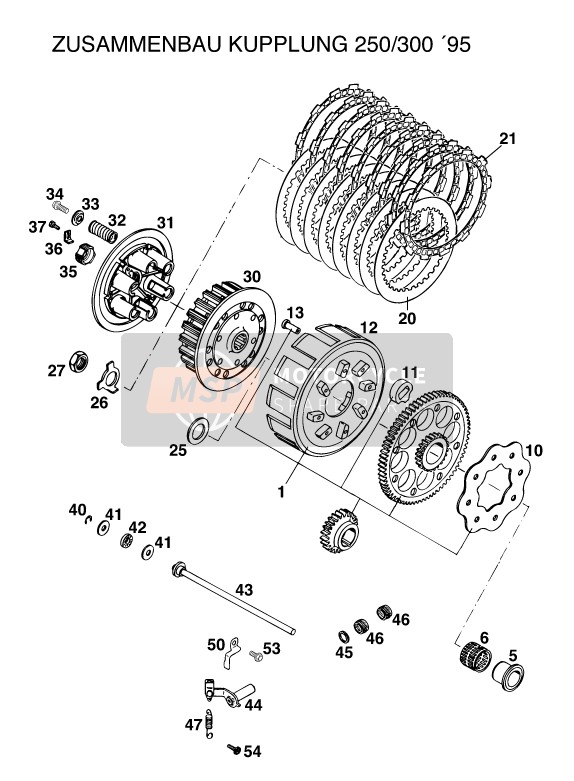 KTM 250 SX M/O Europe 1994 Embrayage pour un 1994 KTM 250 SX M/O Europe