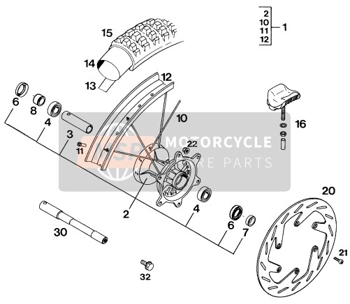 KTM 250 SX M/O Europe 1994 Ruota anteriore per un 1994 KTM 250 SX M/O Europe