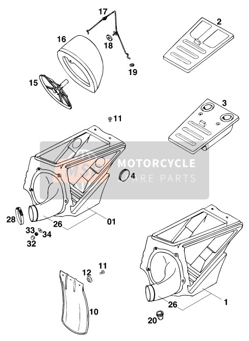 KTM 250 SX M/O Europe 1997 Luchtfilter voor een 1997 KTM 250 SX M/O Europe