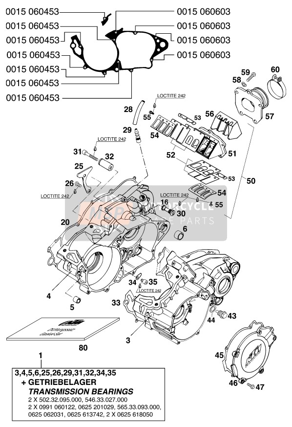 KTM 250 SX USA 1998 Engine Case for a 1998 KTM 250 SX USA