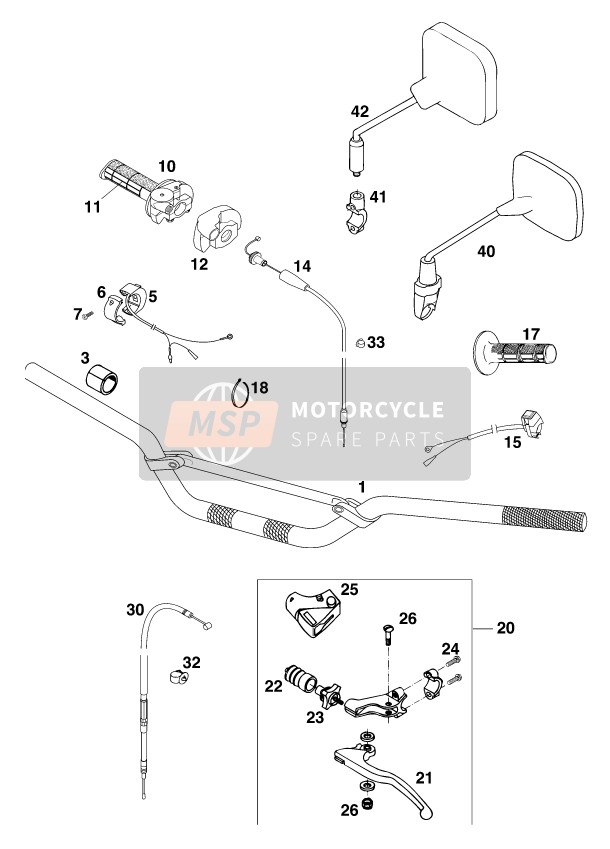 KTM 250 SX USA 1998 Manubrio, Controlli per un 1998 KTM 250 SX USA