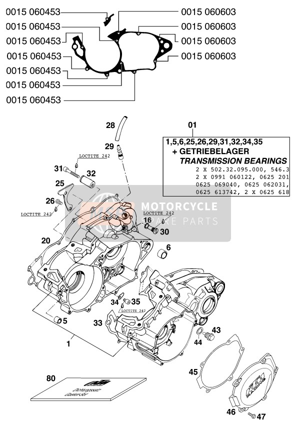 KTM 250 SX Europe 1999 Engine Case for a 1999 KTM 250 SX Europe