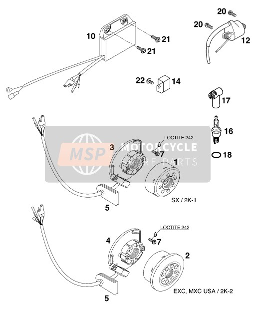 KTM 250 SX USA 1999 ZÜNDANLAGE für ein 1999 KTM 250 SX USA