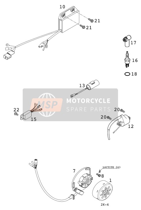 KTM 250 SX USA 2000 Sistema di accensione per un 2000 KTM 250 SX USA